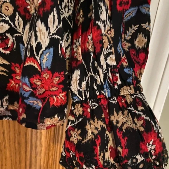 LOFT LONG SLEEVE FOREST RUFFLE SCALLOPED YOKE BLOUSE TOP SIZE SMALL - Picture 6 of 13